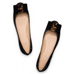 Tory Burch Black Chase Ballet Nappa Leather Flats Size 7.5M